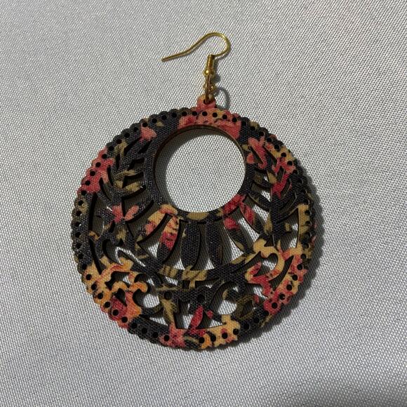 Unbranded Jewelry - Boho Wooden Dangle Earrings Natural Wood Lightweight Statement Jewelry